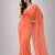 Coral color plain georgette designer saree with blouse