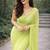 Lime  color plain georgette designer saree with blouse