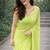 Lime  color plain georgette designer saree with blouse