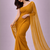 Mustard color plain georgette designer saree with blouse