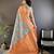 soft lichi art silk beige/orange multi-color floral digital print paithani saree