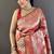 soft art silk  peach flower jall pattern banarasi