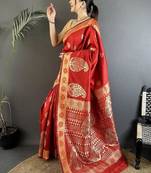 soft art silk red  paisley banarasi