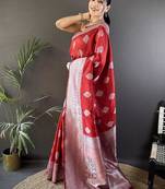 soft art silk maroon   floral motifs banarasi