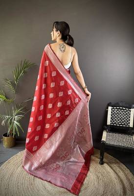 soft Art silk maroon   floral motifs banarasi 2