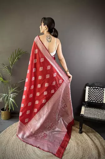 soft Art silk maroon   floral motifs banarasi