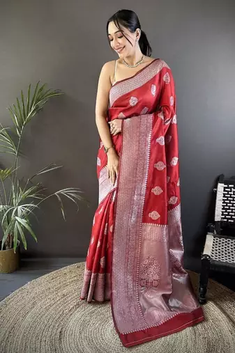 soft Art silk maroon   floral motifs banarasi