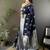 soft art silk  navy blue  floral motifs banarasi