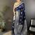soft art silk  navy blue  floral motifs banarasi