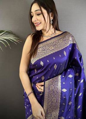 lichi art silk royal blue zari weaving motif banarasi art silk 2