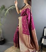 lichi art silk magenta zari weaving motif banarasi art silk