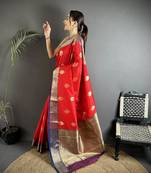 soft art silk red intricate zari weaving banarasi