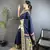 soft lichi art silk   dark blue peacock & floral motifs kanchipuram saree