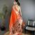 soft lichi art silk orange peacock & floral motifs kanchipuram saree