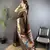 soft lichi art silk brown peacock & floral motifs kanchipuram saree