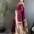 soft lichi art silk wine peacock & floral motifs kanchipuram saree