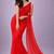 Red color plain georgette designer saree with blouse