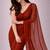 Rust color plain georgette designer saree with blouse