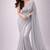 Silver color plain georgette designer saree with blouse