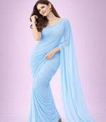 Sky blue color plain georgette designer saree with blouse
