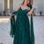 Emerald green faux blooming sequins & zari work sleeveless stitched anarkali gown