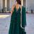 Emerald green faux blooming sequins & zari work sleeveless stitched anarkali gown