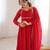 Red pure fox blooming georgette fully stitched flared anarkali gown with designer dori neck