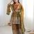 Olive green two tone fandy silk heavy embroidery sequins & mirror work fully stitched kurti palazzo set