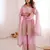 Baby pink two tone fandy silk heavy embroidery sequins & mirror work fully stitched kurti palazzo set