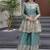Sky blue two tone fandy silk heavy embroidery sequins & mirror work fully stitched kurti palazzo set