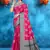 Rani Pink Soft Crepe Saree with Rich Zari Weaving & Navy Blue Contrast Border | Unstitched Blouse Piece by Maharanga