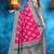 Rani Pink Soft Crepe Saree with Rich Zari Weaving & Navy Blue Contrast Border | Unstitched Blouse Piece by Maharanga