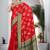 Red Soft Crepe Saree with Rich Zari Weaving & Green Contrast Border | Unstitched Blouse Piece by Maharanga