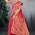 Red Dola Silk Saree with Heavy Zari Weaving & Rich Traditional Border | Unstitched Blouse Piece by Maharanga