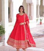 Vichitra Silk Embroidered Anarkali Set