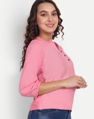 Aarti fashion mandarin collar gathered top 3