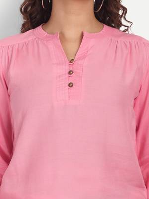 Aarti fashion mandarin collar gathered top 4