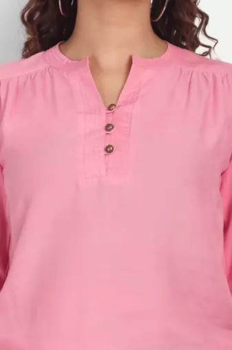 Aarti fashion mandarin collar gathered top