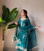 Georgette Kurta Gharara Set with Sequins & Beads Work