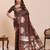 brown zari woven banarasi soft art silk wedding saree with blouse