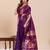 dark purple zari woven danarasi soft art silk wedding saree with dlouse