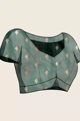 green banarasi zari woven soft art silk traditional saree with blouse