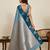 teal banarasi zari woven soft art silk traditional saree with blouse