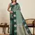 green banarasi soft art silk saree with gold silver zari border