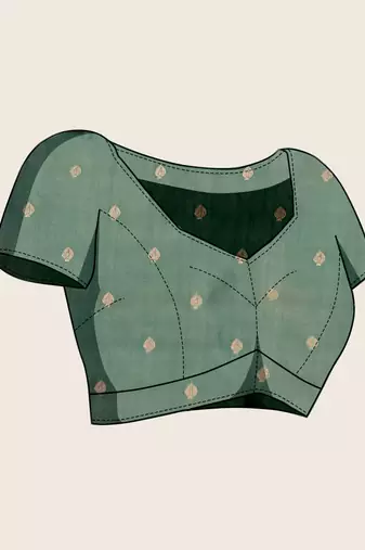 green banarasi soft art silk saree with gold silver zari border