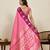 pink soft art silk saree with gold silver zari border and designer pallu