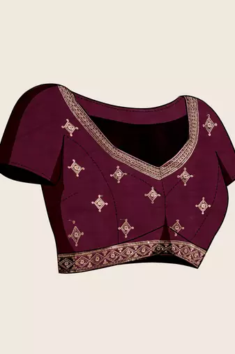maroon fancy georgette saree with sequin work and elegant lace border