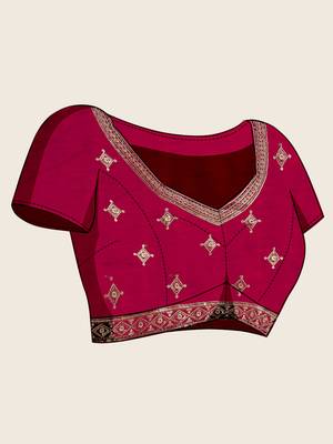 dark pink georgette fancy saree with sequin work and stylish border design 5