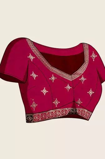 dark pink georgette fancy saree with sequin work and stylish border design