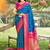 blue color soft silk blend woven work women's beautiful saree